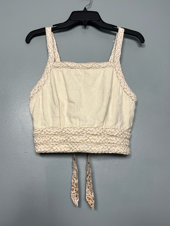 Pilcro Tops - Anthropologie Pilcro Cropped Lace Back Corset Top Cream Boho Women’s Size S